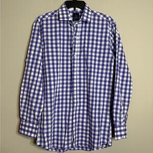 TailorByrd NWOT Gingham Long Sleeve Plaid Woven Shirt Purple White Size Small